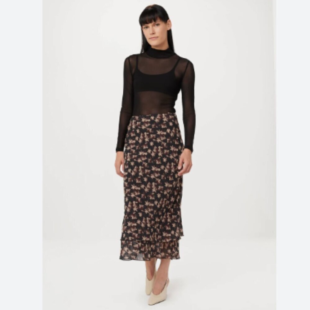 Frank & Oak Layered Floral Maxi Skirt Large NWT Romantic Tiered Sustainable